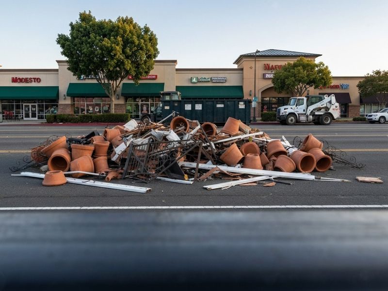 Old Outdoor Seating Debris Modesto Ca