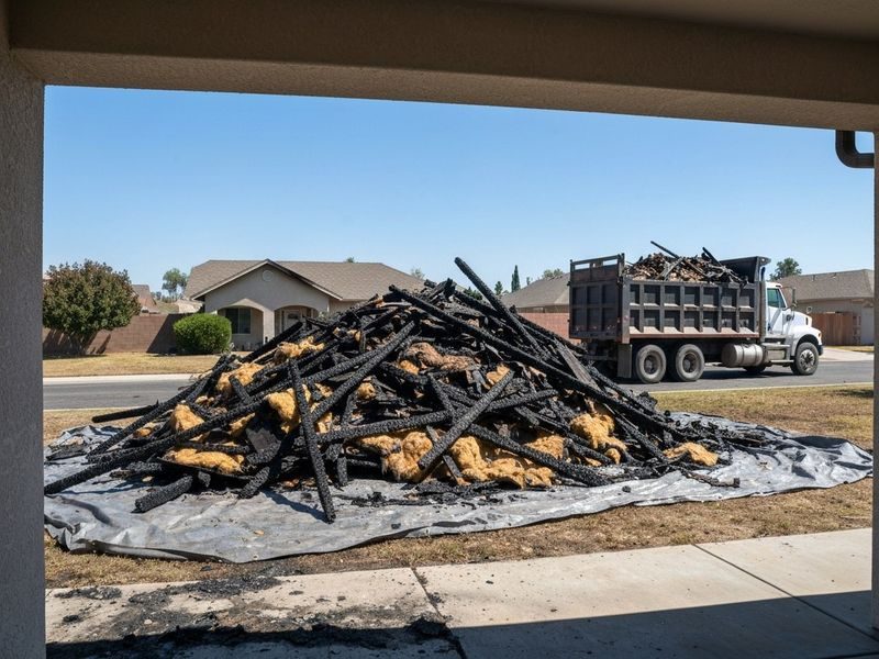 Backyard Fire Damaged Vegetation Modesto Ca
