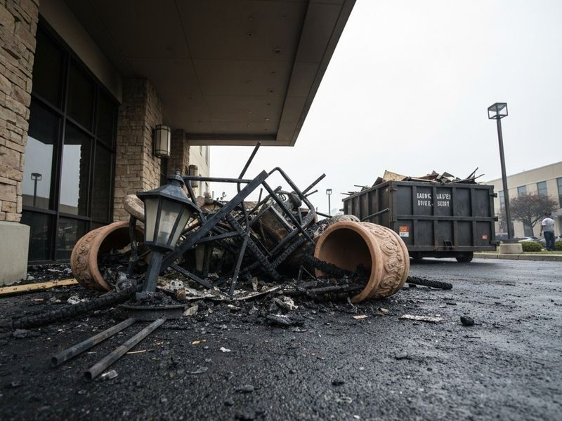Smoke Damaged Signage Debris Modesto Ca